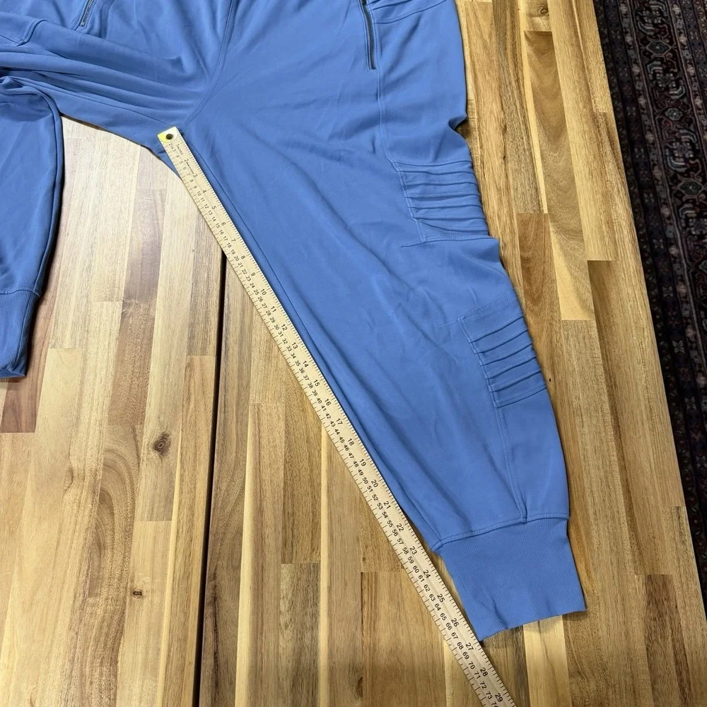 Athleta Joggers Womens Blue Venice Moto Zip Pockets High Waisted Pants Size XXL